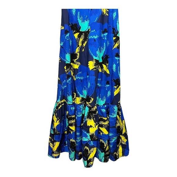 Christopher John Rogers x Target Tiered Puff Sleeve Maxi Dress Blue Floral Boho - Picture 5 of 7